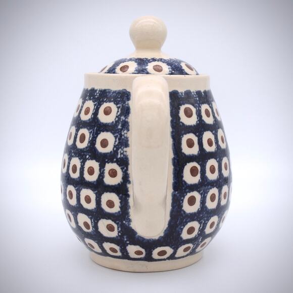 Vintage Bunzlau Ceramic Teapot Peacock Eye Pattern - Picture 5 of 10